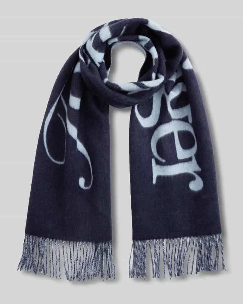 Tommy Hilfiger Schal aus reiner Wolle Modell 'SCRIPT Marine