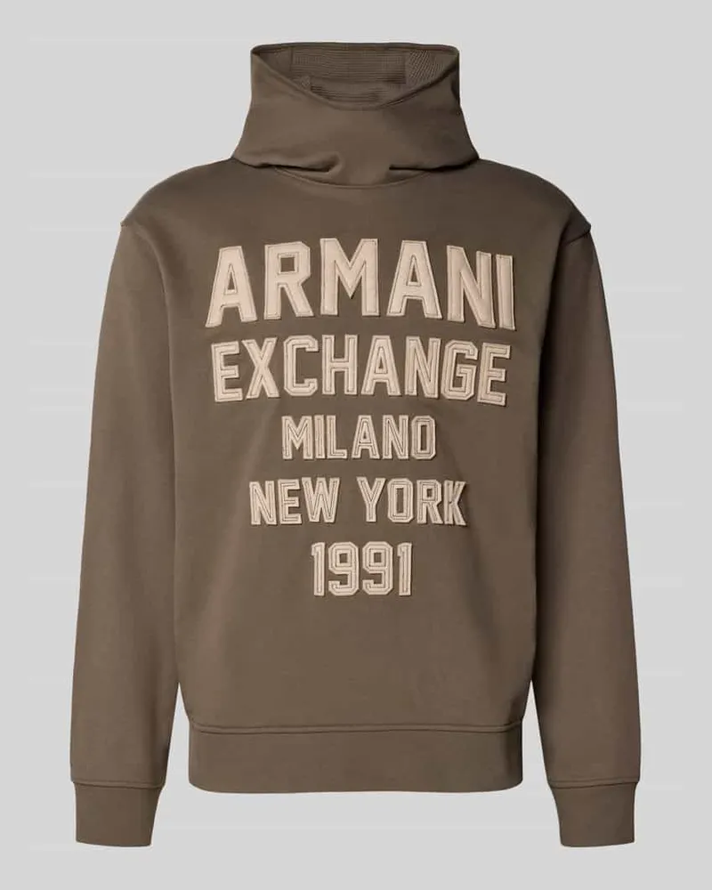Armani Exchange Hoodie mit Label-Stitchings Beige