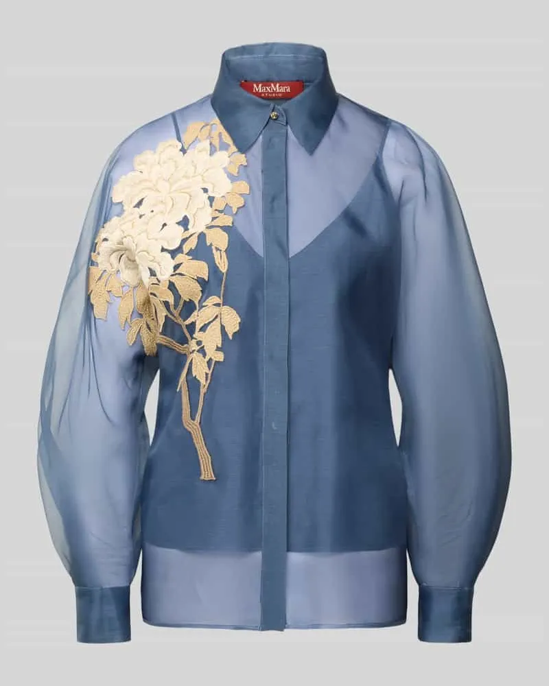 Max Mara Regular Fit Bluse aus reiner Seide Modell ''SELIBBRA Rauchblau