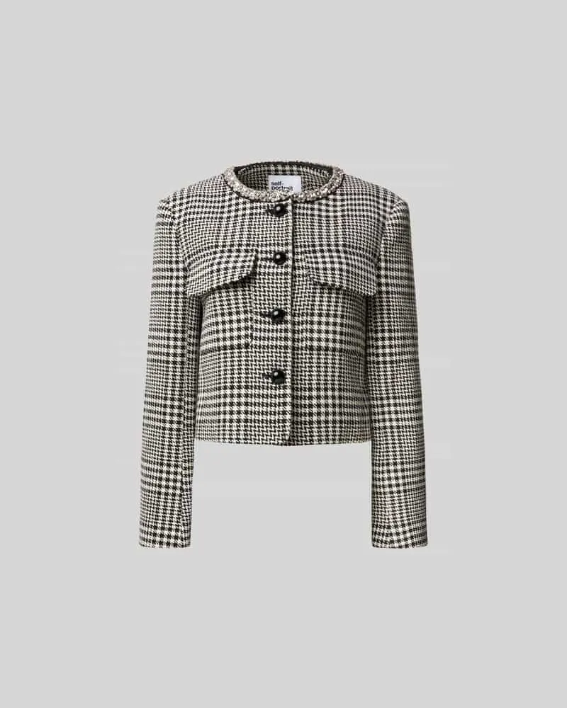Self-Portrait Jacke mit Woll-Anteil Black