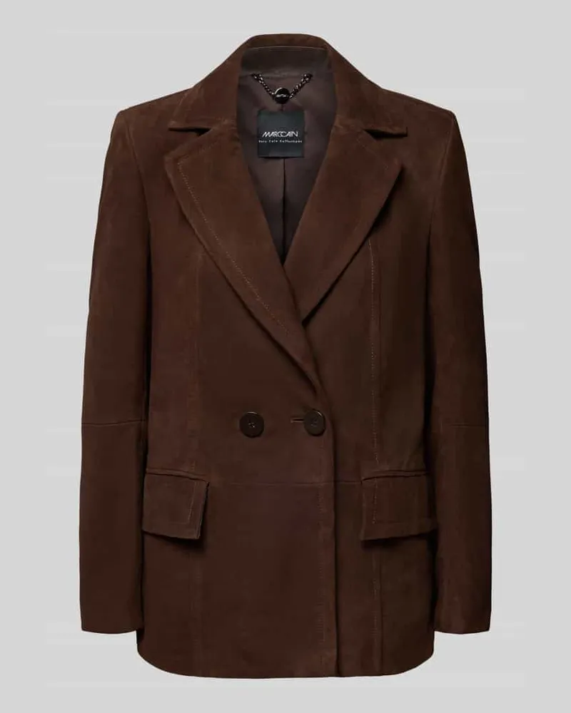 Marc Cain Regular Fit Jacke aus echtem Ziegenleder Dunkelbraun