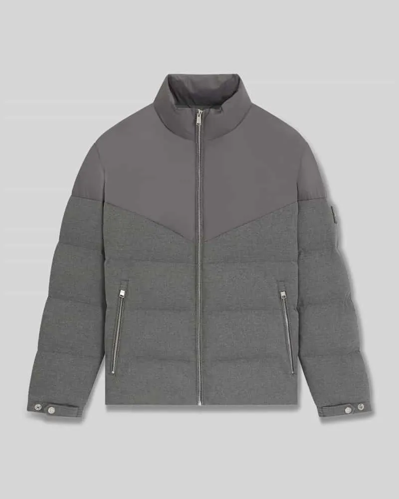 HUGO BOSS Regular Fit Steppjacke mit gebürstetem Flanell Modell 'H-CLANELLO1 Hellgrau