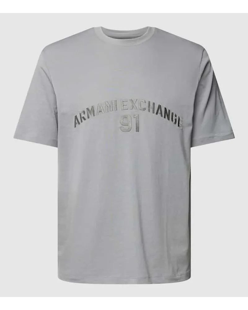 Armani Exchange T-Shirt mit Label-Print Hellgrau