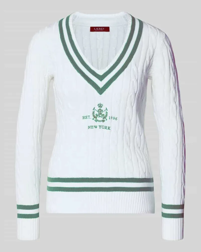 Ralph Lauren Slim Fit Pullover in Strick-Optik Modell 'Meren Weiss