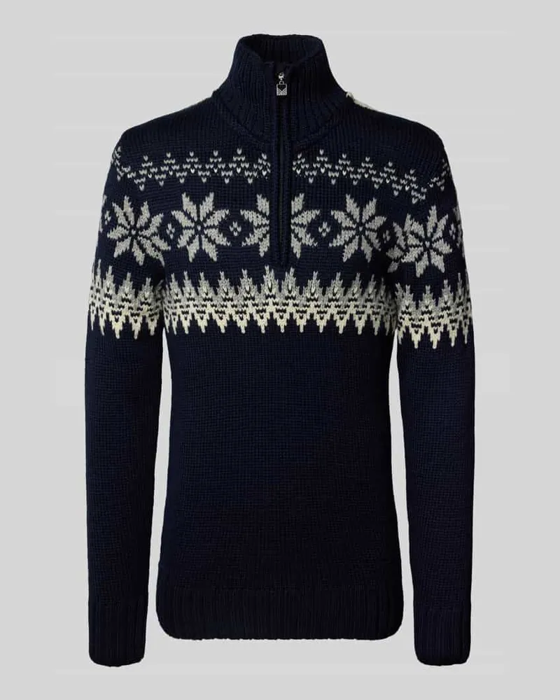 Dale of Norway Norwegerpullover mit Troyer-Kragen aus Woll-Mix Modell 'Myking Marine