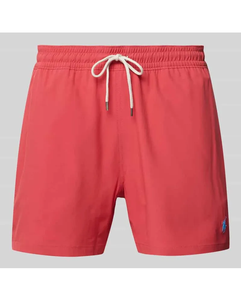 Ralph Lauren Badehose mit Logo-Stitching Modell 'TRAVELER Rot