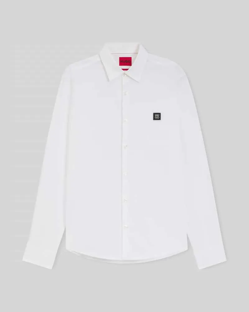 HUGO BOSS Slim Fit Freizeithemd aus Baumwoll-Mix Modell 'ERMO Weiss