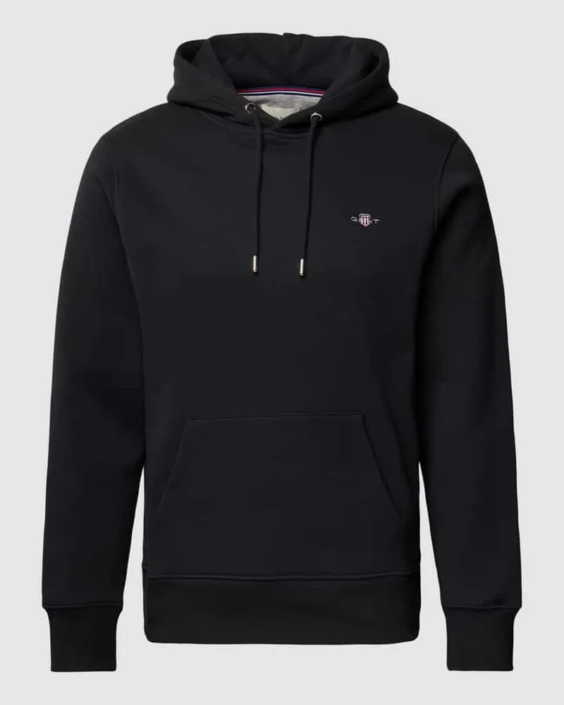 Gant Hoodie mit Label-Stitching Modell 'SHIELD Black