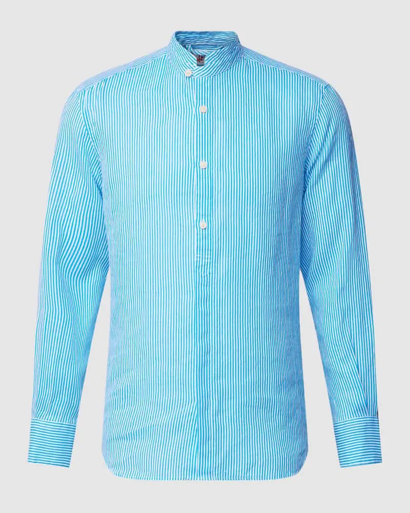 MC2 Saint Barth Leinenhemd mit Streifenmuster Modell 'KLARKE Hellblau