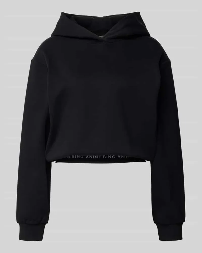 Anine Bing Cropped Hoodie aus reiner Baumwolle Black