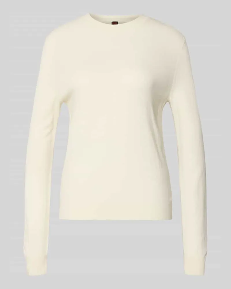 Stefanel Strickpullover aus Wolle mit Rundhalsausschnitt Offwhite
