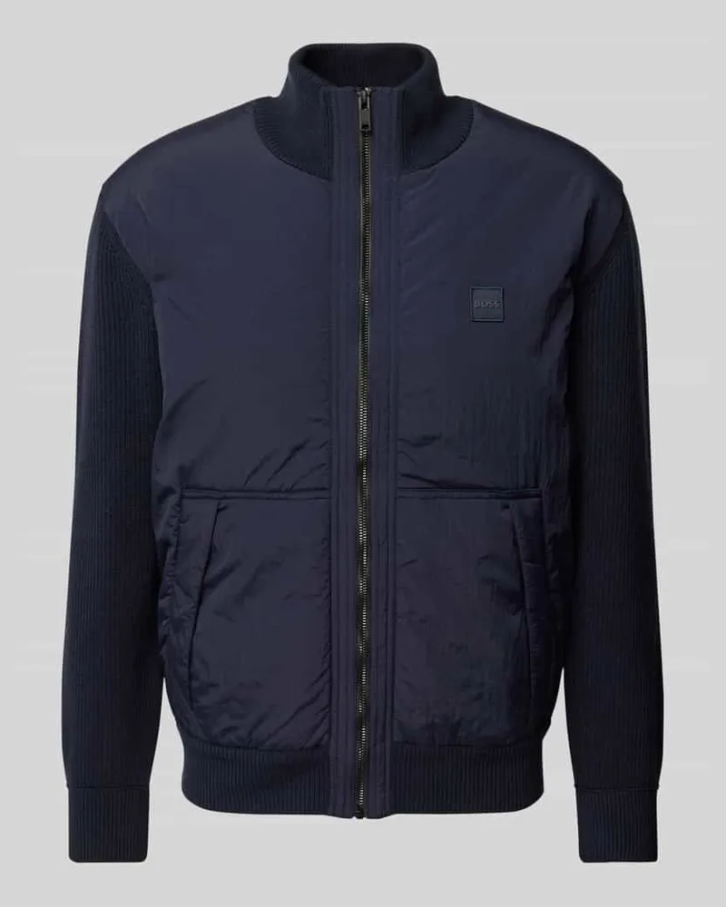 HUGO BOSS Strickjacke mit Label-Patch Modell 'Kydalbrio Dunkelblau