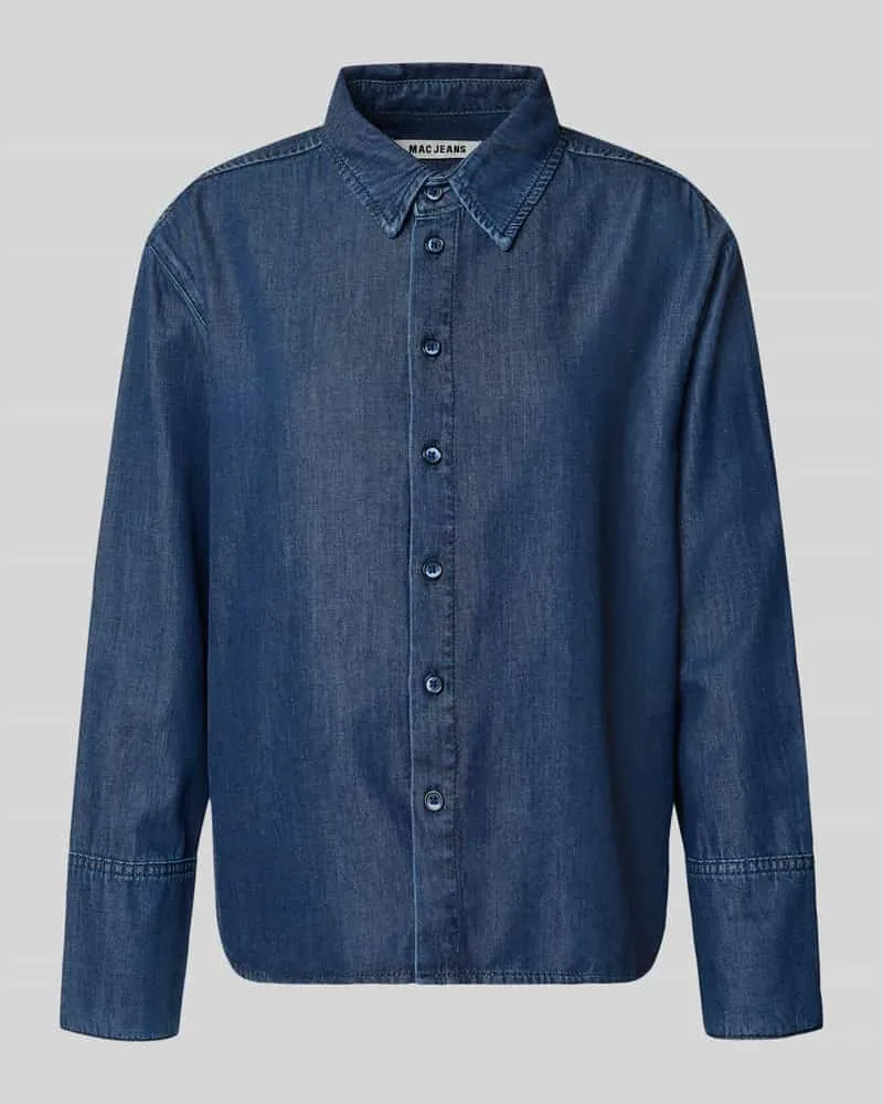 MAC Jeans Regular Fit Hemdjacke in Denim-Optik Dunkelblau