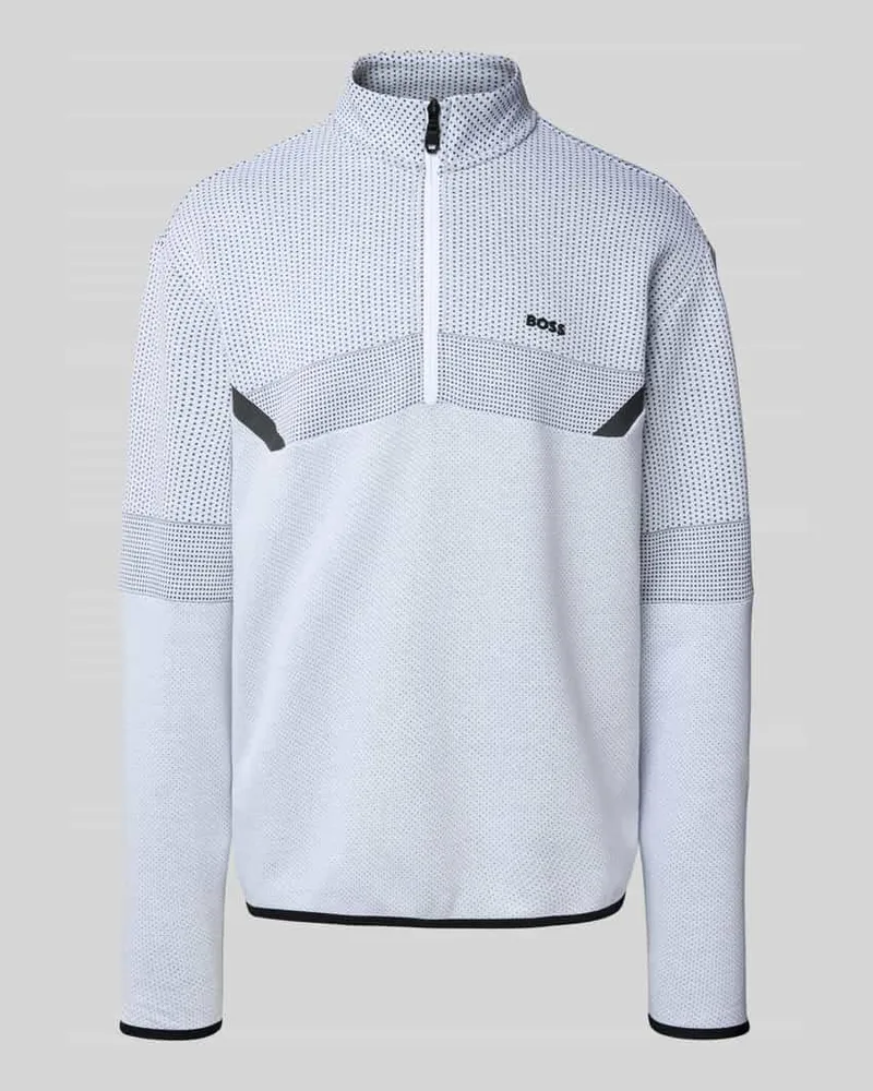 HUGO BOSS Regular Fit Sweatshirt mit Baumwolle Modell 'QZ SWEAT Weiss