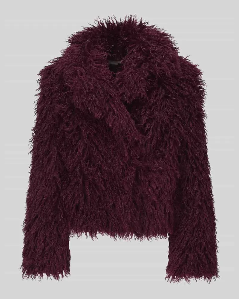 JAKE*S Webpelzjacke mit voluminöser Strukturoptik Aubergine