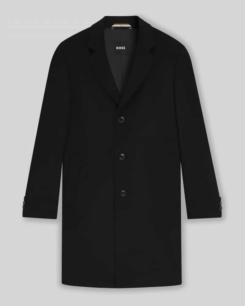 HUGO BOSS Slim Fit Wollmantel mit Reverskragen Modell 'HYDE Black