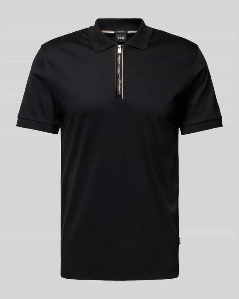 HUGO BOSS Slim Fit Poloshirt mit Label-Detail Modell 'Polston Black