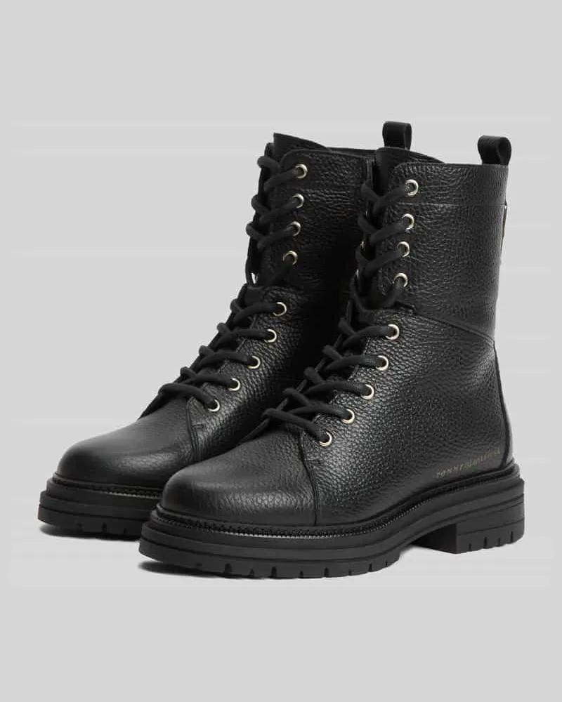 Tommy Hilfiger Schnürstiefel aus Leder Black