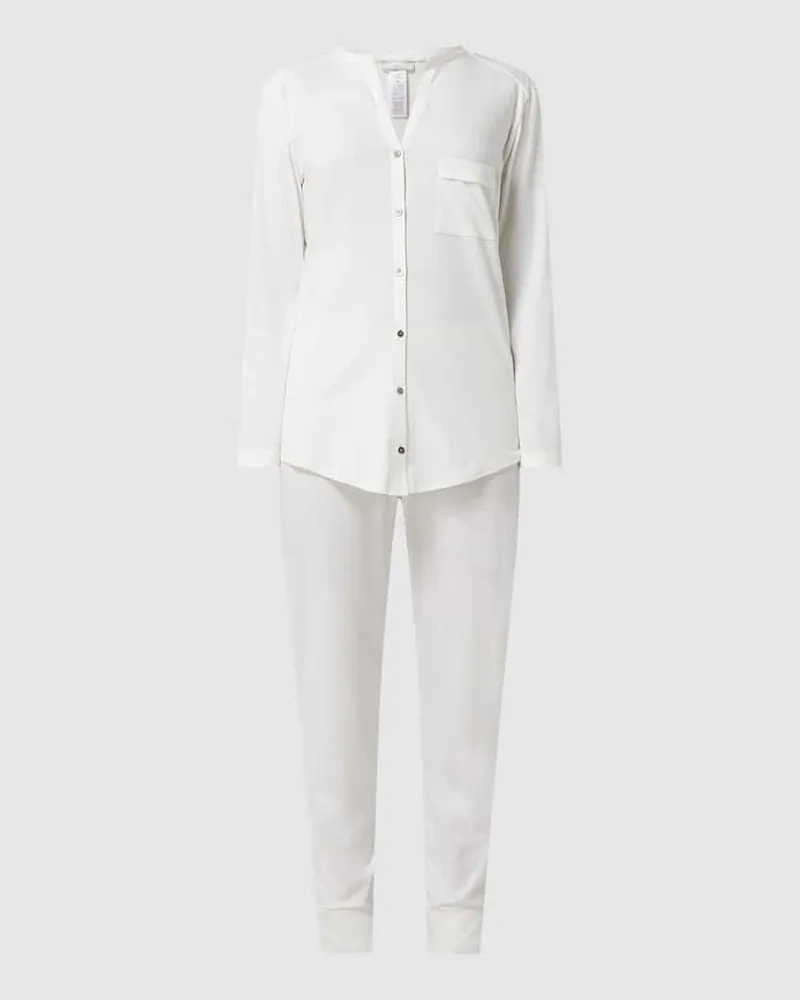 Hanro Pyjama aus merzerisierter Baumwolle Modell 'Pure Essence Offwhite