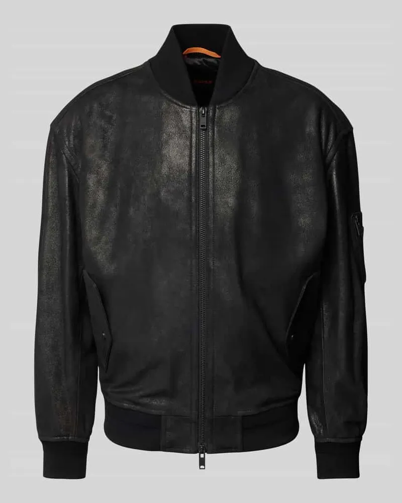 HUGO BOSS Bomberjacke mit gerippten Abschlüssen Modell 'Jotaco Black