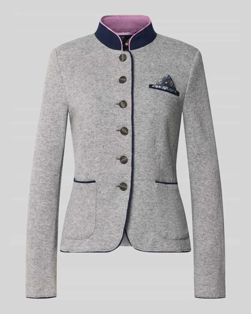 White Label Blazer aus Woll-Mix mit Einstecktuch Hellgrau