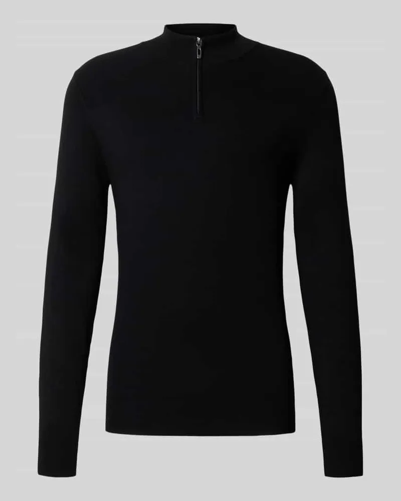 Antony Morato Slim Fit Strickpullover mit Troyer-Kragen Black