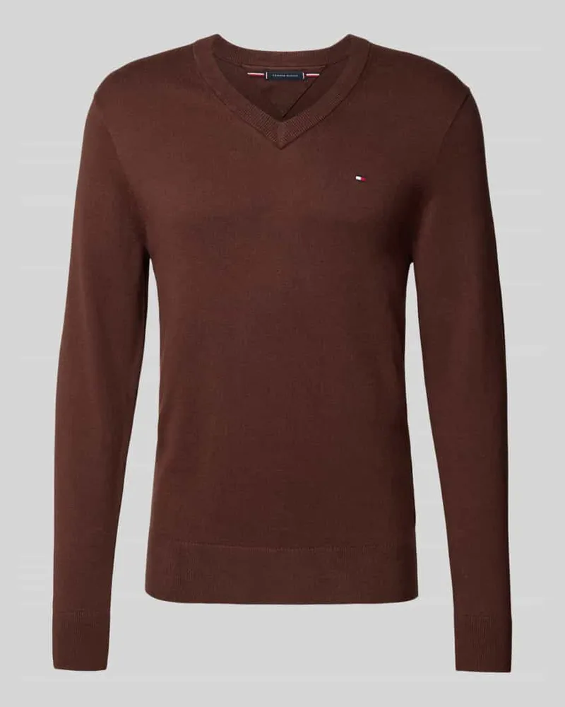 Tommy Hilfiger Regular Fit Pullover aus Baumwoll-Kaschmir-Mix Dunkelbraun