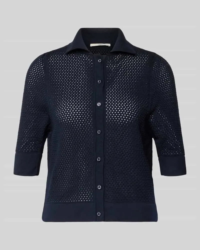 Lanius Strickjacke mit Polokragen und 1/2-Arm Marine