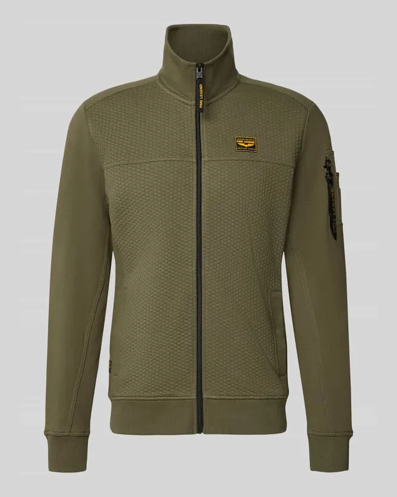 PME Legend Sweatjacke mit Stehkragen und Label-Patch Oliv