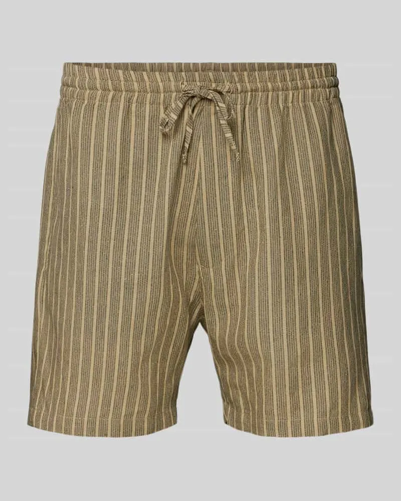 Rotholz Regular Fit Shorts aus Baumwoll-Leinen-Mix Sand
