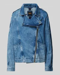 HUGO BOSS Jeansjacke mit asymmetrischem Reißverschluss Jeansblau