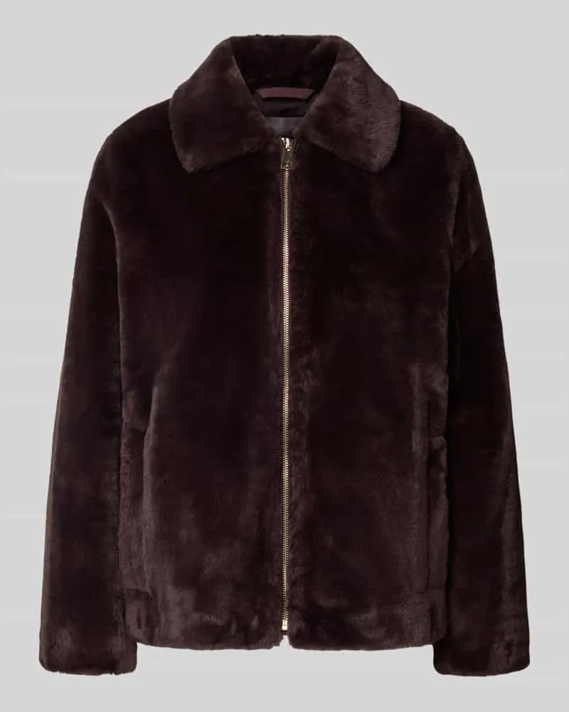 Christian Berg Regular Fit Jacke aus Kunstfell mit Umlegekragen Dunkelbraun