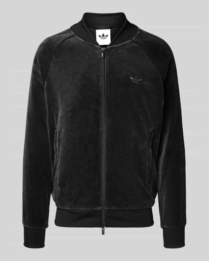 adidas Sweatjacke mit Label-Stitching und Zweiwege-Reißverschluss Black