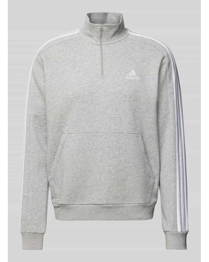 adidas Sweatshirt mit Troyer-Kragen Hellgrau