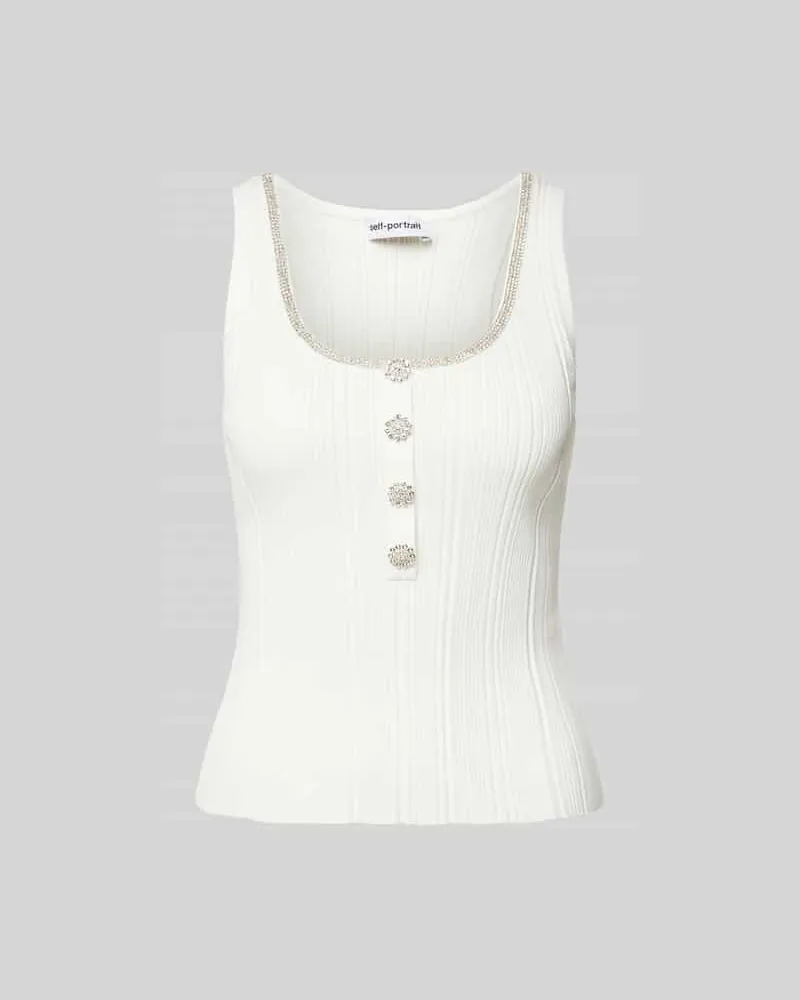 Self-Portrait Tanktop mit kurzer Knopfleiste Weiss