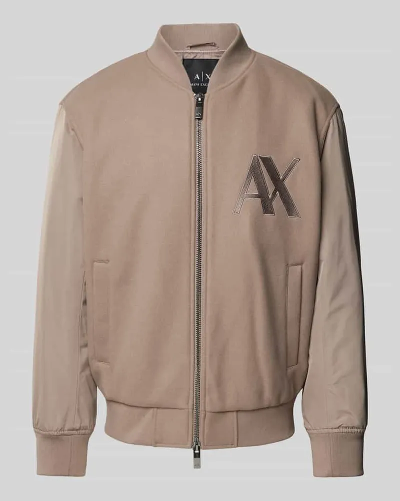 Armani Exchange Bomberjacke mit Label-Stitching Beige