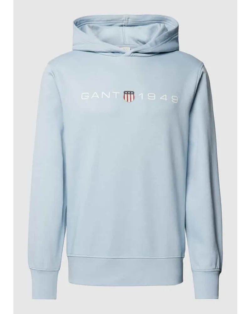 Gant Hoodie mit Label-Print Hellblau