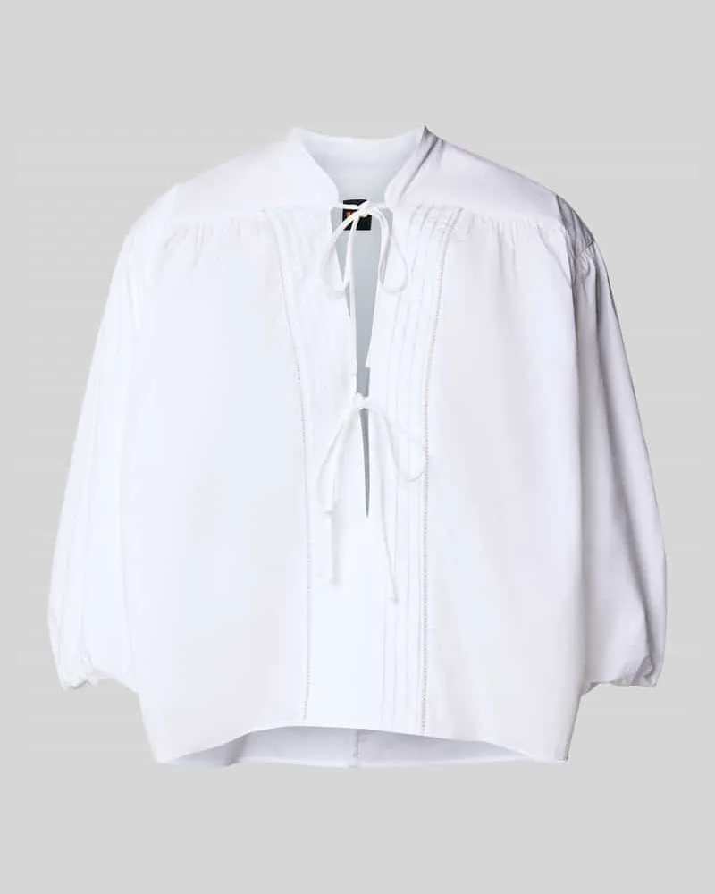 HUGO BOSS Loose Fit Blusenshirt aus reiner Baumwolle Modell 'BALES Weiss
