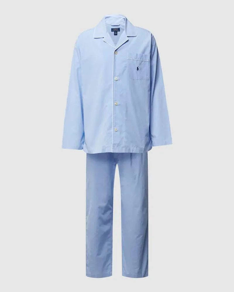 Ralph Lauren Pyjama aus Baumwolle mit Webmuster Hellblau