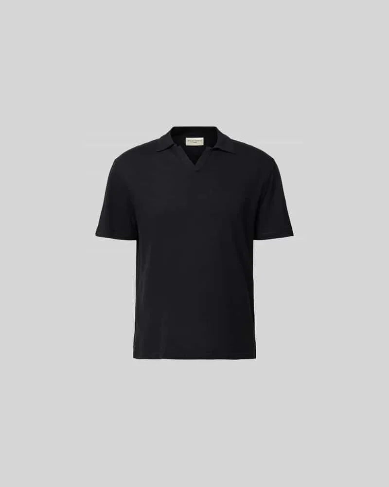 Officine Generale Poloshirt mit V-Ausschnitt Black