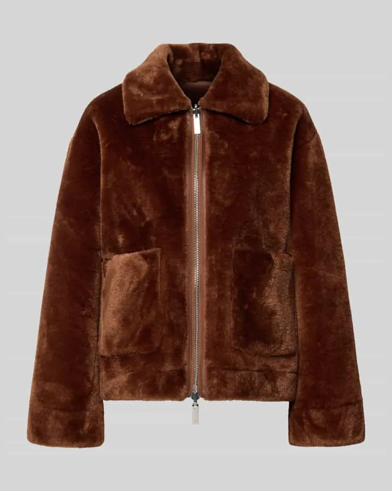 MARELLA Jacke aus Kunstfell mit Taschen Modell 'NUVOLE Hellbraun