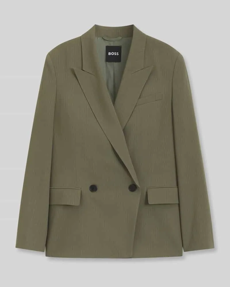 HUGO BOSS Regular Fit Kurzblazer aus Viskose-Mix Modell 'JALETO12 Oliv