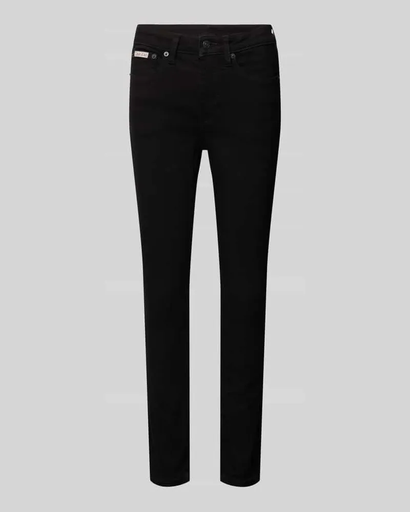 Calvin Klein Skinny Fit Jeans mit Logo-Patch Black