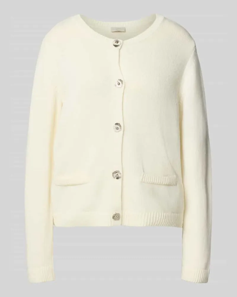 Milano Italy Regular Fit Strickjacke mit Viskose- und Kaschmir-Anteil Offwhite