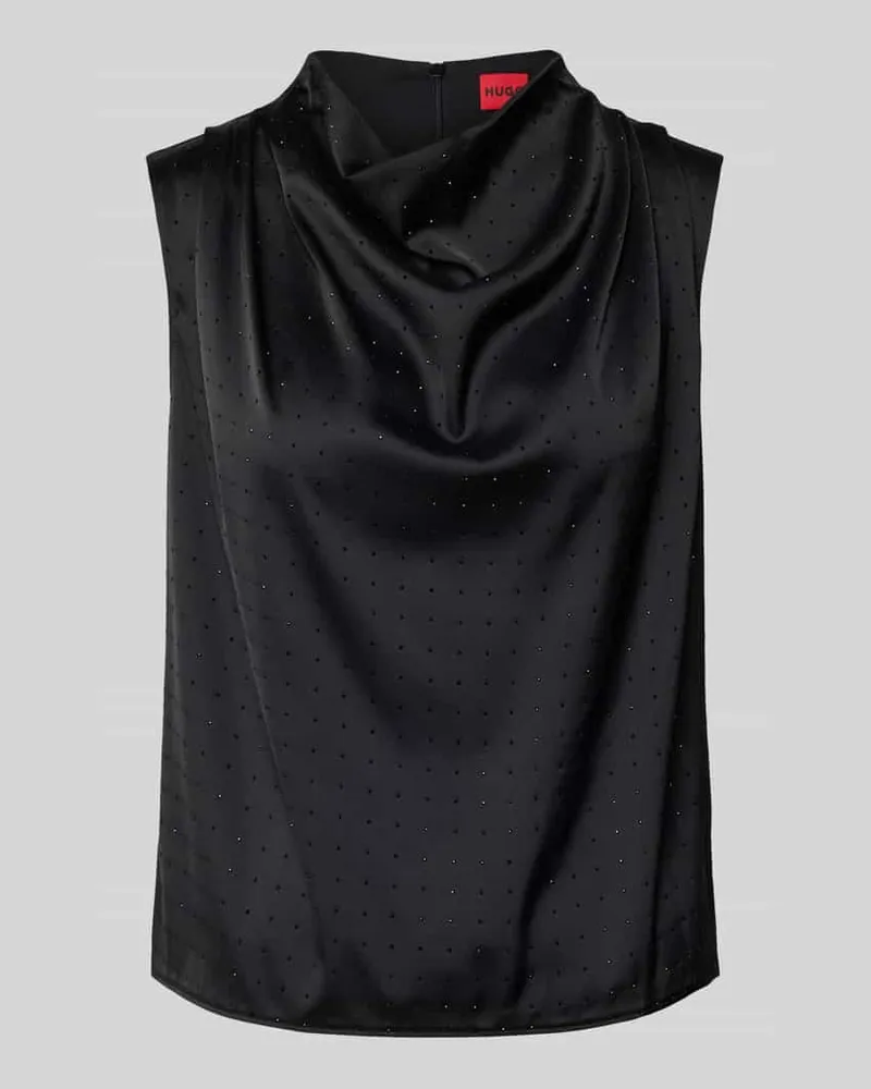 HUGO BOSS Regular Fit Blusenshirt mit Wasserfallkragen Modell 'CASMINI Black