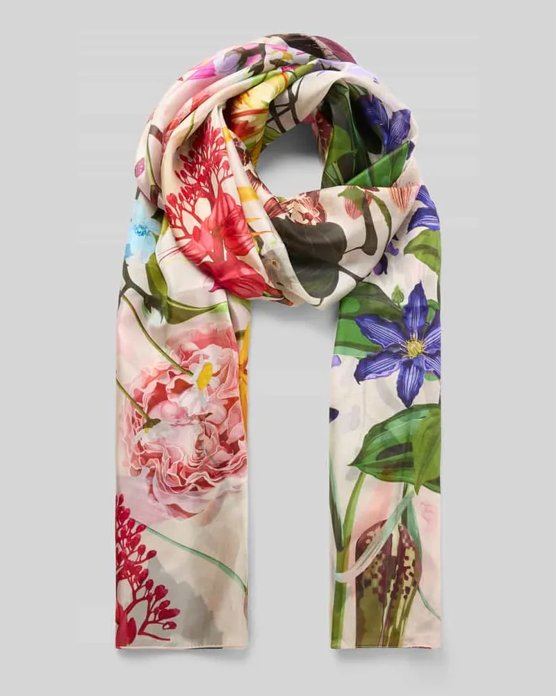 Fraas Seidenschal mit floralem Allover-Print Modell 'Botanik Offwhite
