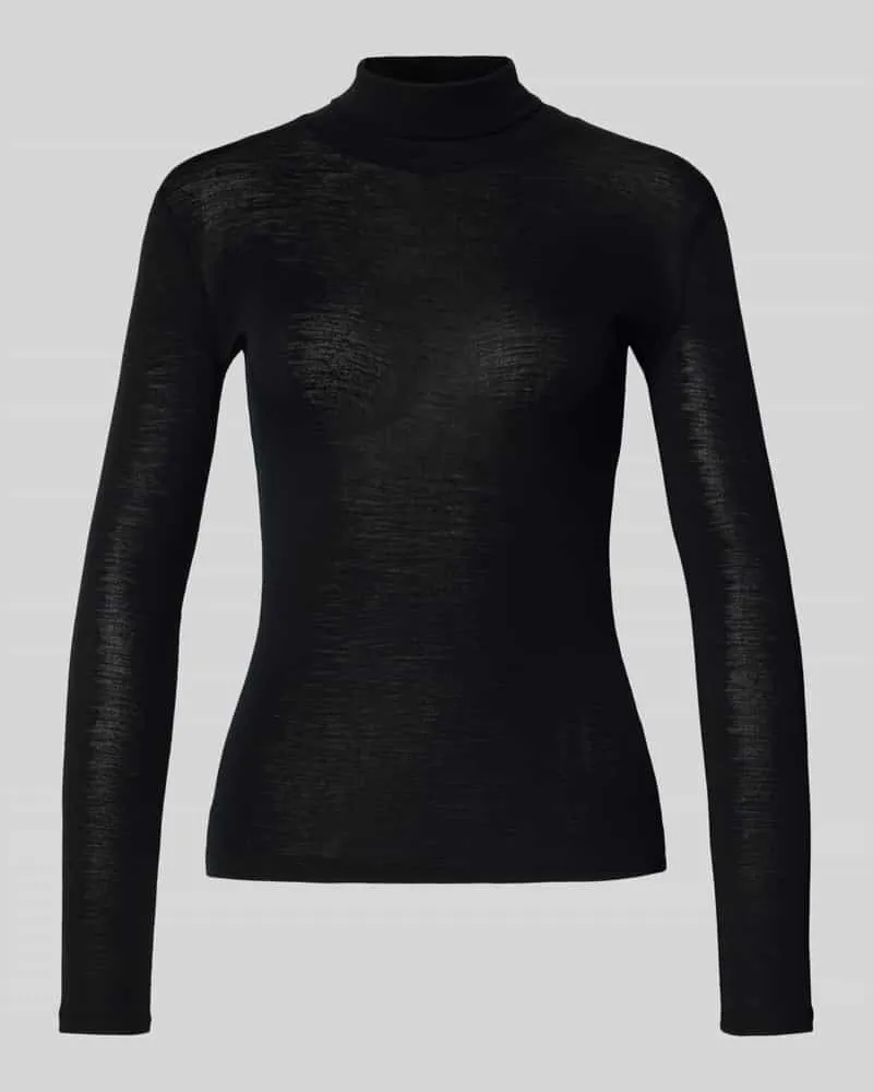 Max Mara Slim Fit Langarmshirt aus Woll-Seiden-Mix Modell 'TESEO Black