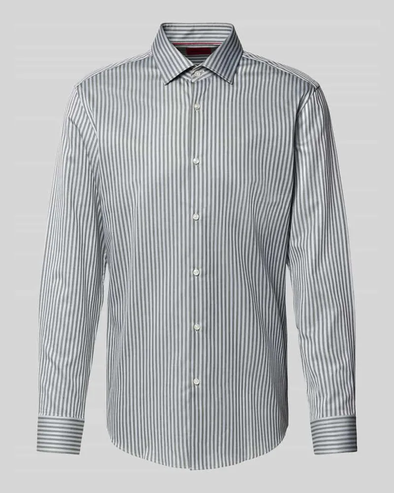 HUGO BOSS Slim Fit Businesshemd aus reiner Baumwolle Modell 'KENNO Dunkelgruen