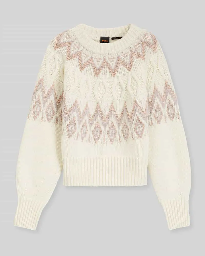 HUGO BOSS Pullover mit Ballonärmeln Modell 'C_Fyrata Offwhite