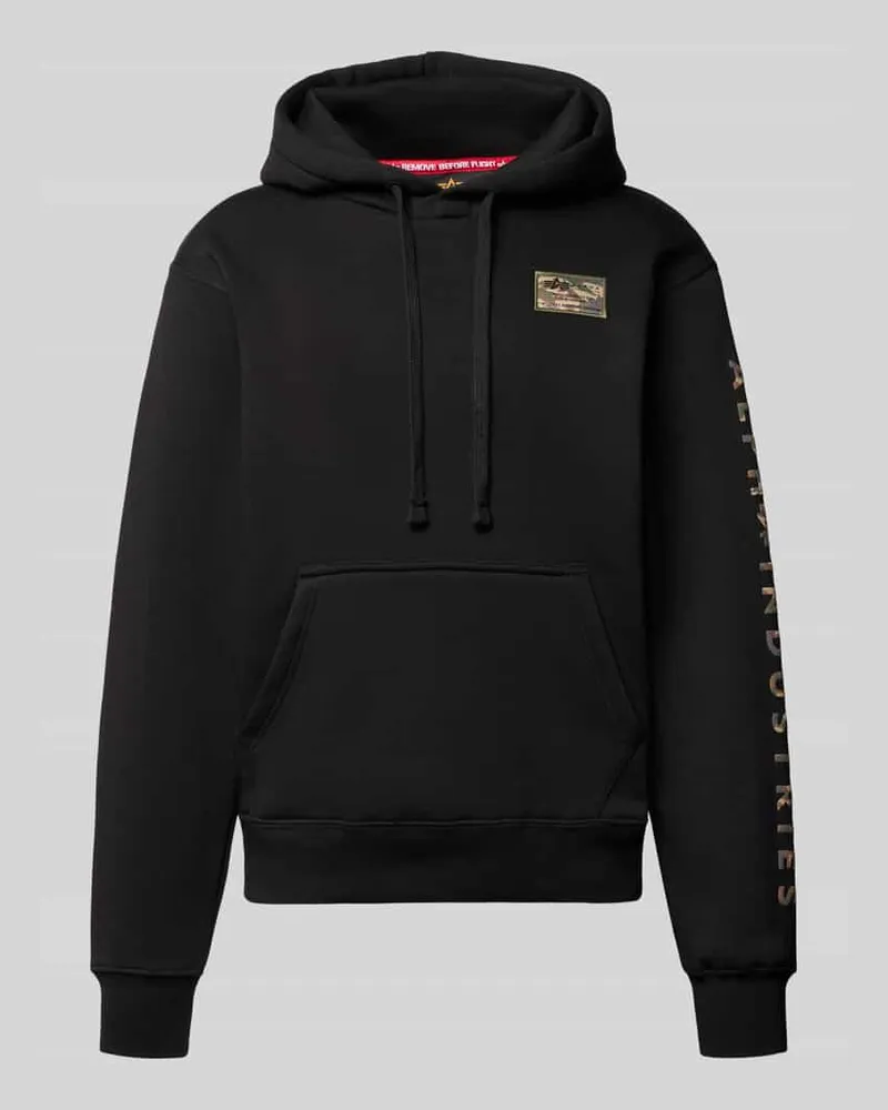 Alpha Industries Hoodie mit Label-Stitching Modell 'Camo Sleeve Black